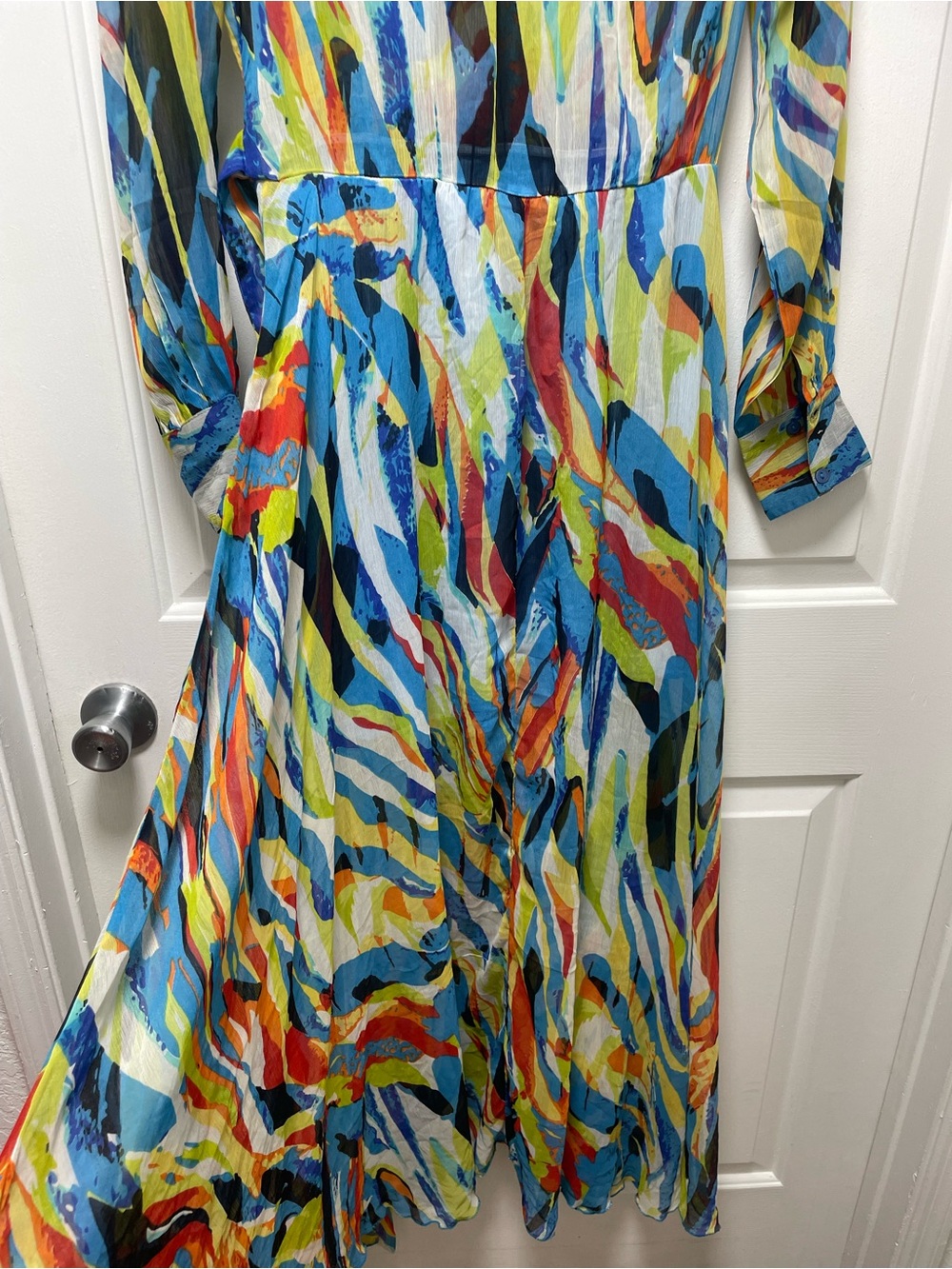 Multi-Color Abstract Wrap Maxi Dress - Picture 6 of 11